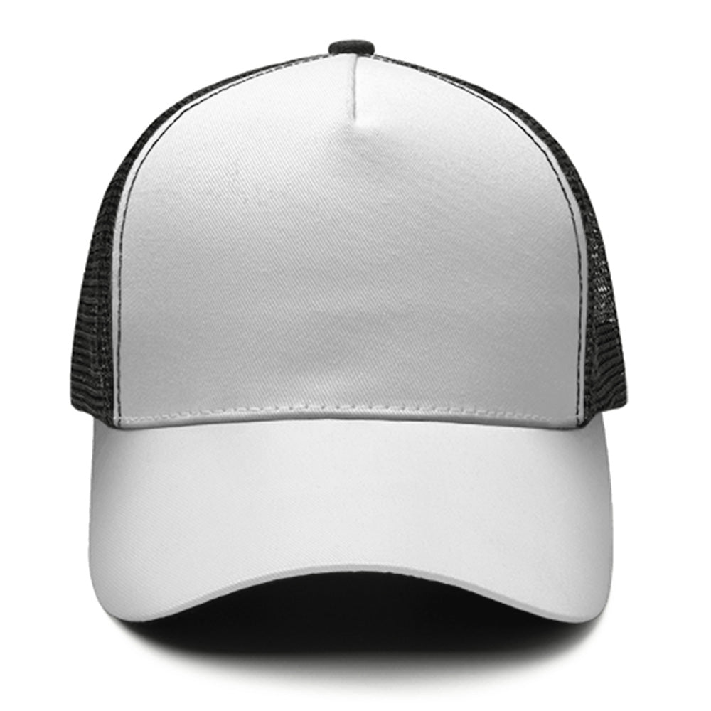 Custom Baseball Caps Mesh Back Black and White Curved Bill