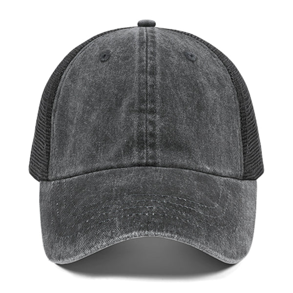 Personalized Washed Denim Mesh Baseball Cap Velcro