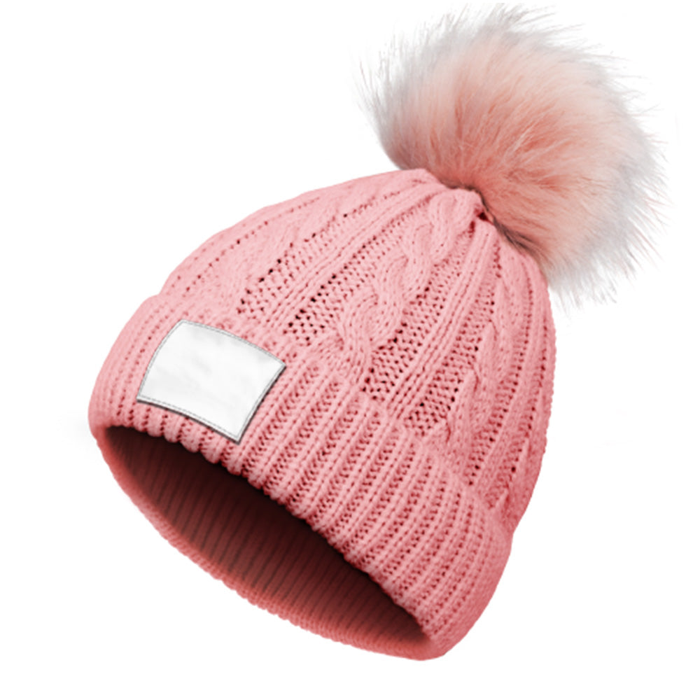 Custom Knitted Beanie Hats with Puff Ball for Kids