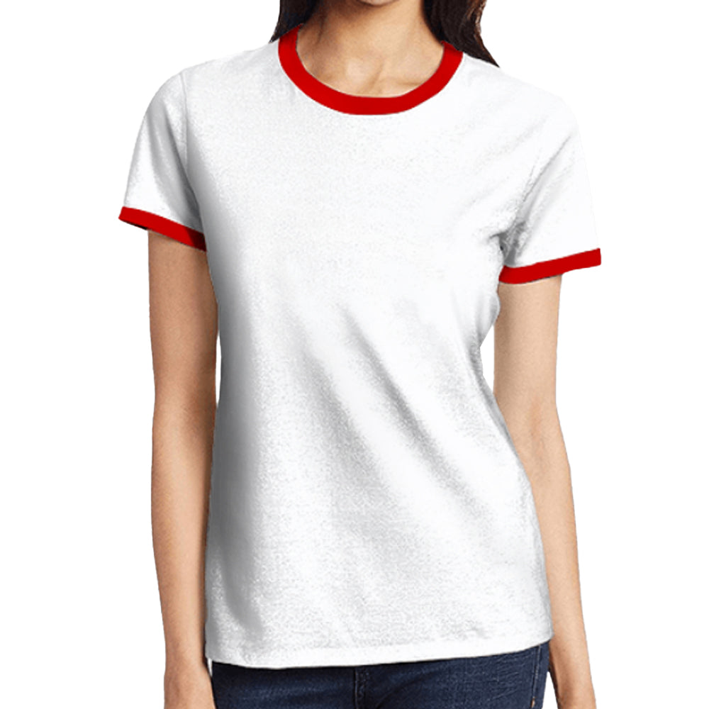 100% Cotton Custom White T Shirt Women Front Print S-XL