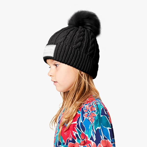 Custom Knitted Beanie Hats with Puff Ball for Kids