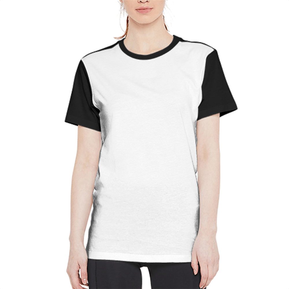 All Over Print Black Sleeve Essentials T Shirt for Women